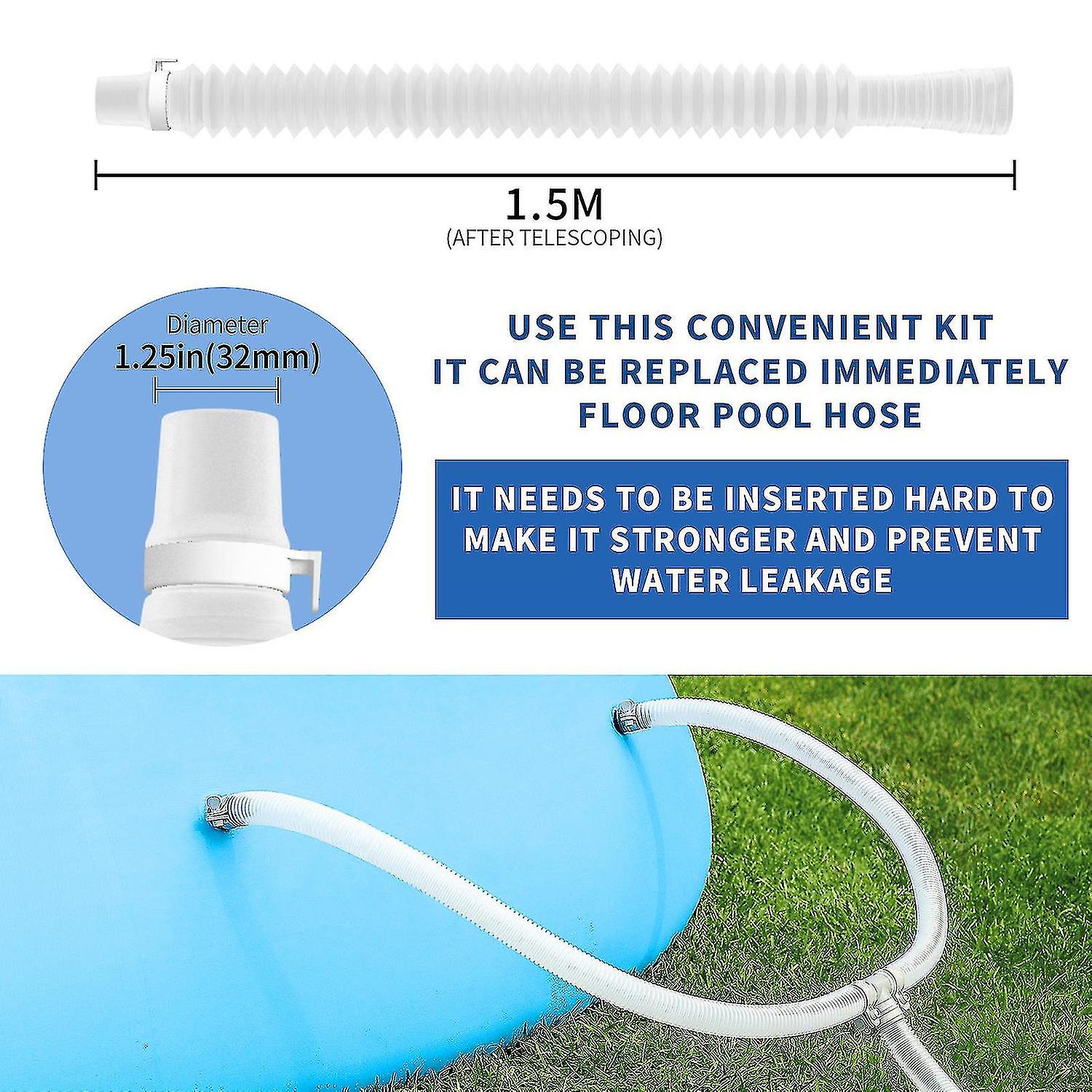 2pcs Pool Pump Replacement Hose Set Pool Filter Pump Spa Pool Pump Retractable Replacement Hose