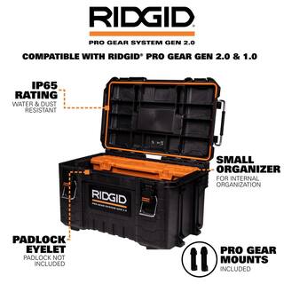 RIDGID 2.0 Pro 22 in. Gear System Rolling Tool Box and Tool Box and Tool Case 254065-254067-254069