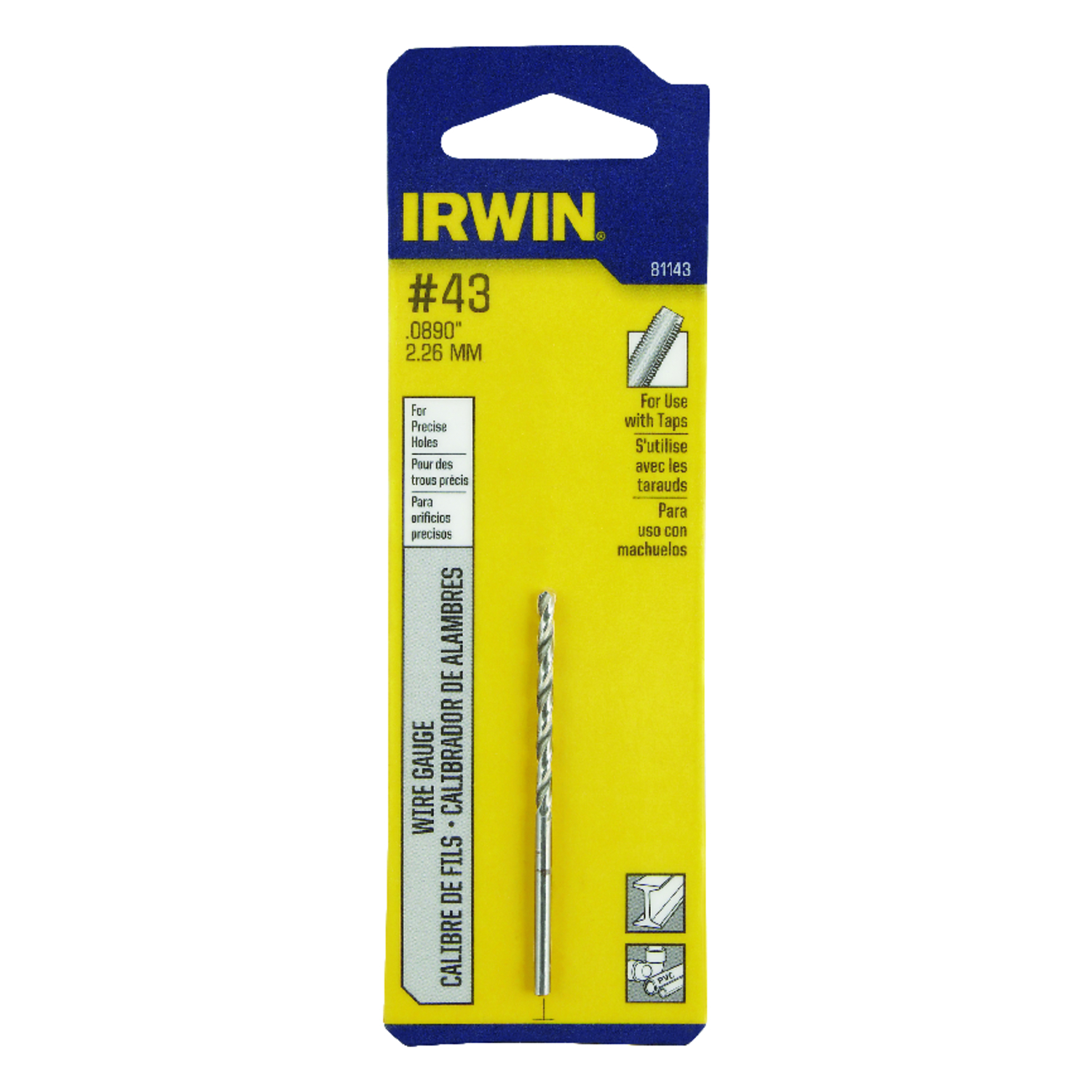 Irwin #43 X 2-1/4 in. L High Speed Steel Wire Gauge Bit 1 pc