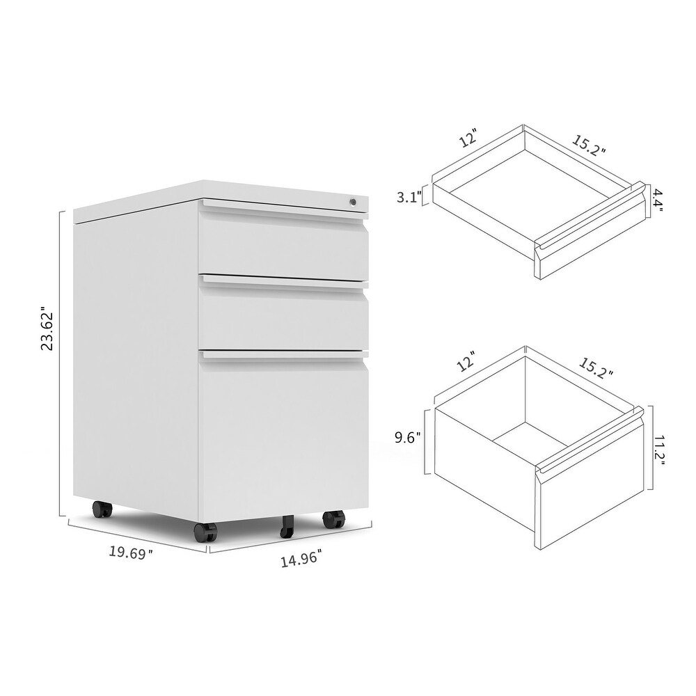 Steel 3 Drawer File Cabinet with Lock