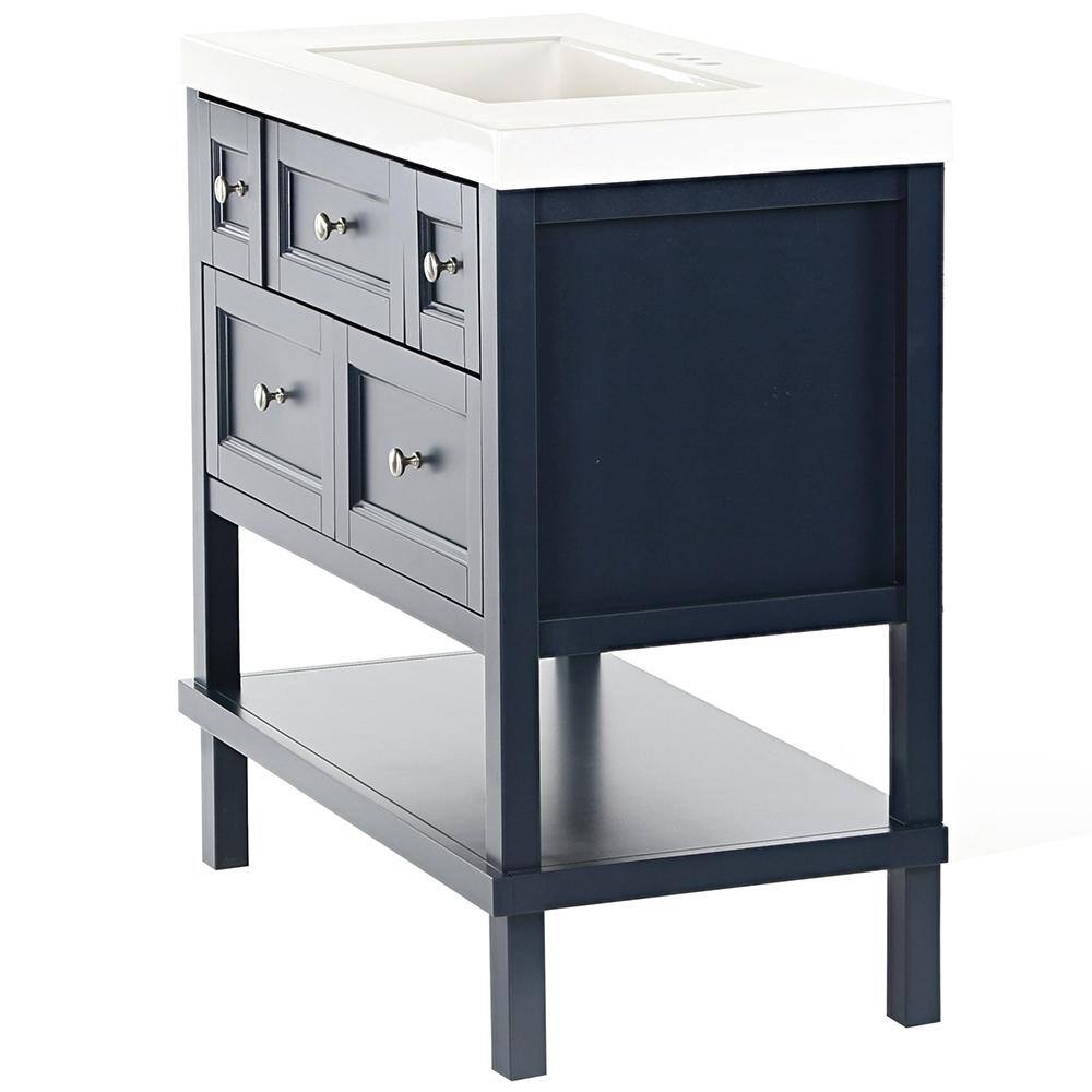 Glacier Bay Ashland 36.7 in. W x 19.1 in. D Bath Vanity in Blue with Cultured Marble Vanity Top in White with Integrated Sink ALII36P2-BU