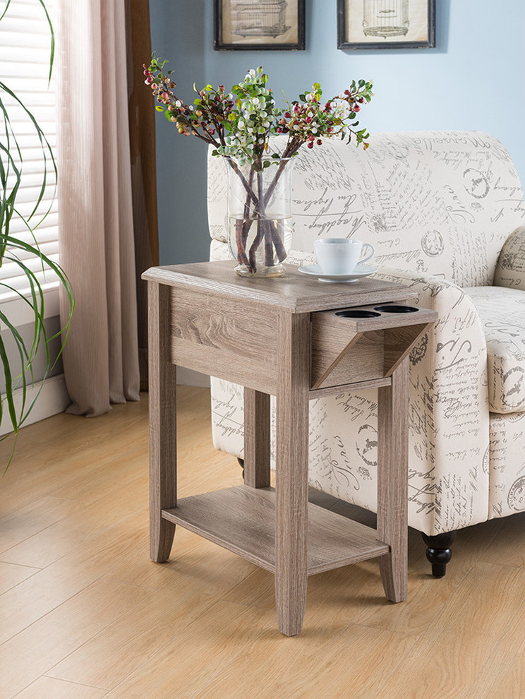 Side Table Storage Drawer and Cup Holders   Transitional   Side Tables And End Tables   by Sintechno  Inc.  Houzz