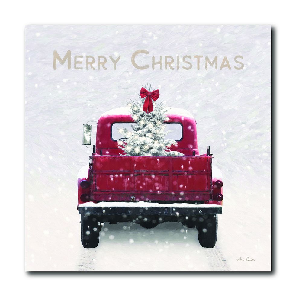 COURTSIDE MARKET Merry Christmas Truck Canvas Wall Art