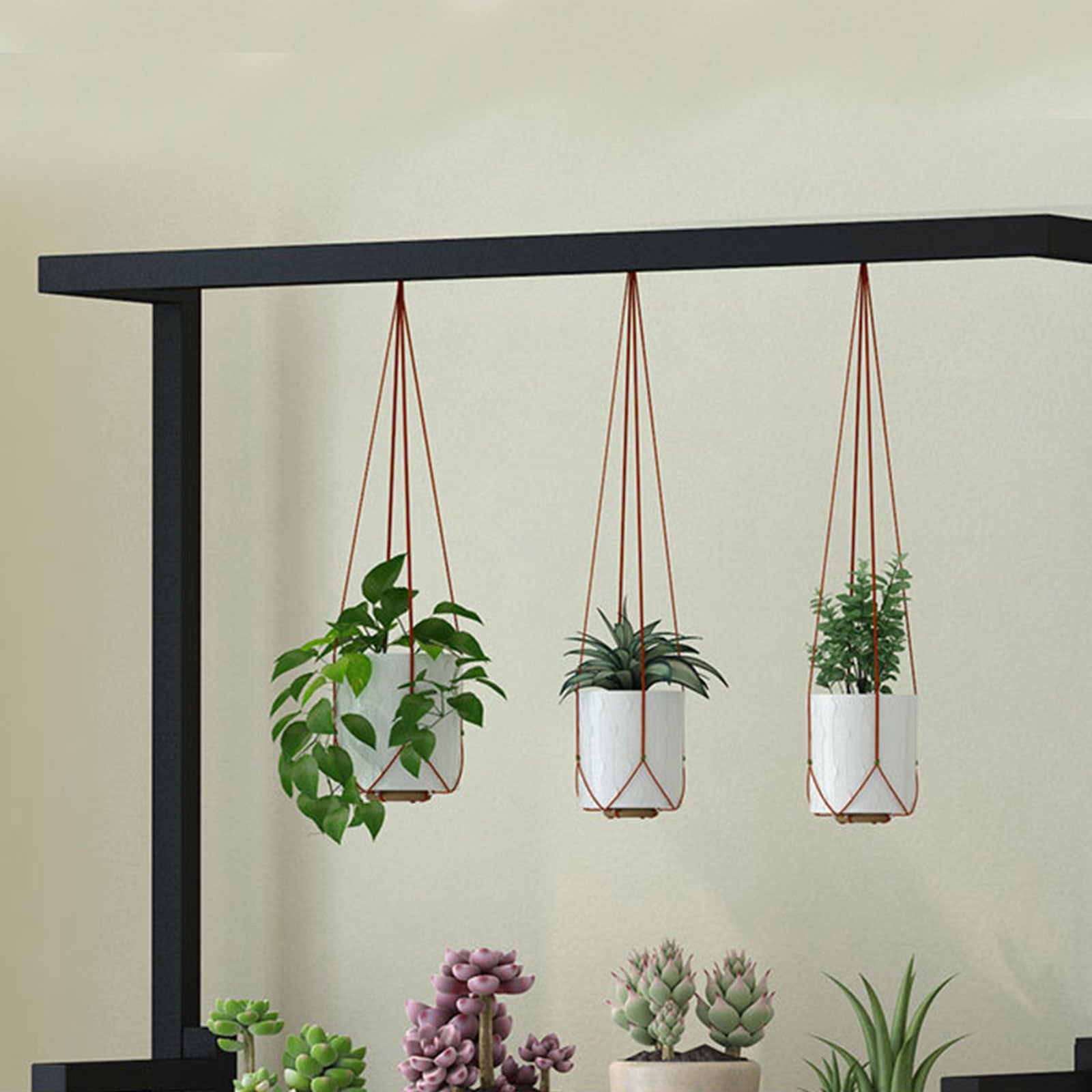 Metal 3 Tier Hanging Plant Stand Indoor Outdoor, Ladder Plant Shelf Multiple Flower Display Stands Planter Rack Folding Shelves for Corner Balcony Window Patio Living Room