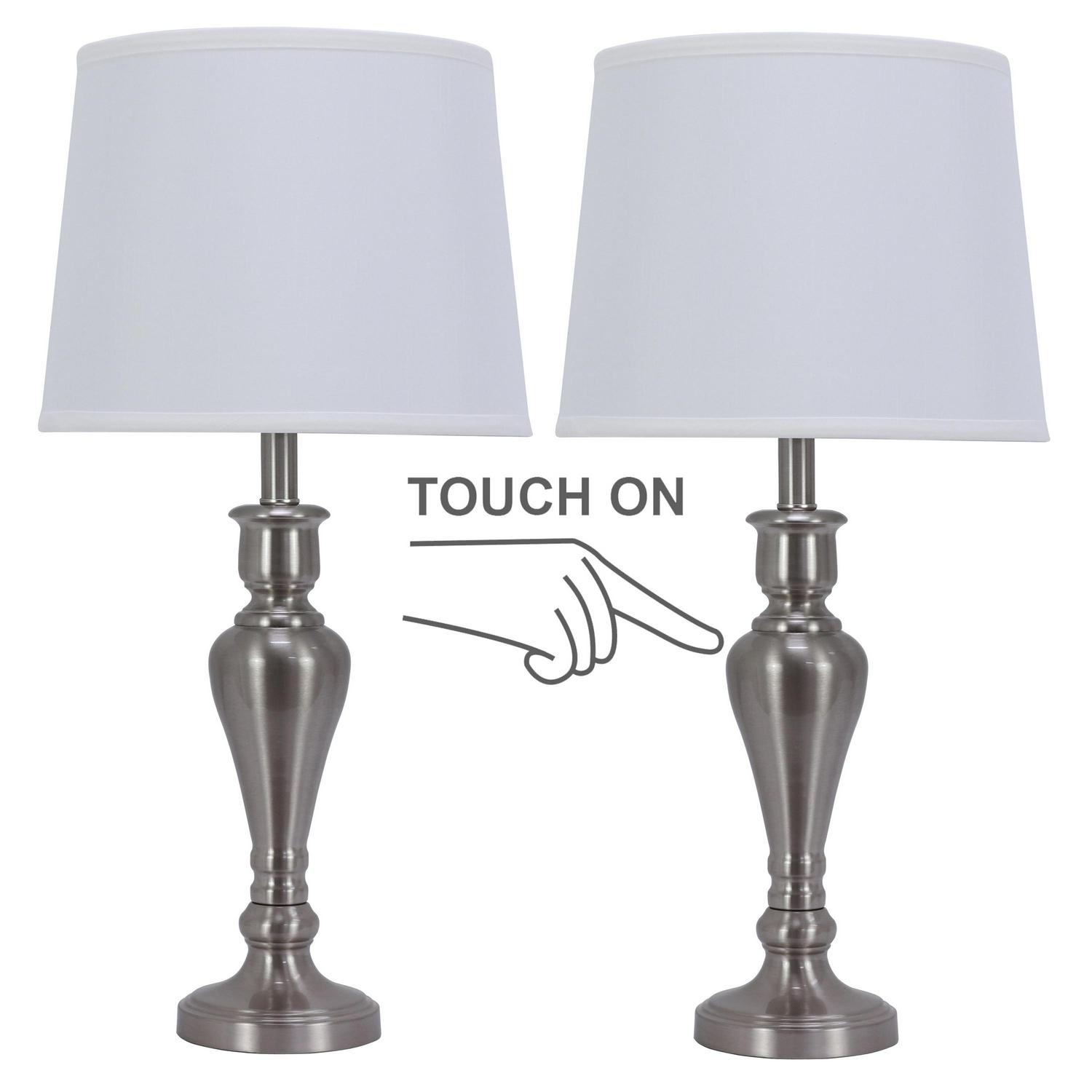 Decor Therapy Marie Brushed Nickel Metal Touch Table Lamps， Set of 2