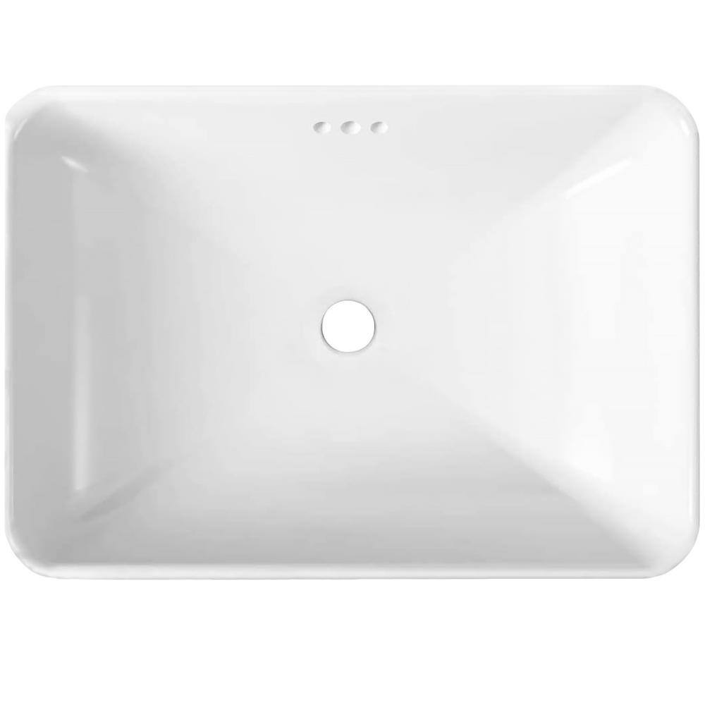 Novatto Rectangular 23 in. Drop-In Porcelain Bathroom Sink in White with Overflow Drain in Matte Black NP-DI2185511MB