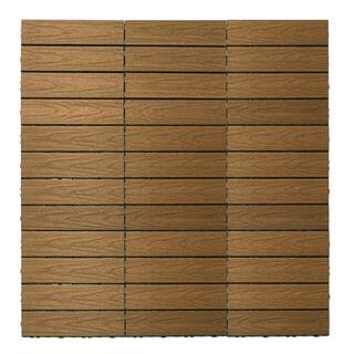 NewTechWood UltraShield Naturale 1 ft. x 1 ft. Quick Deck Outdoor Composite Deck Tile Sample in Peruvian Teak US-QD-ZX-TK-S