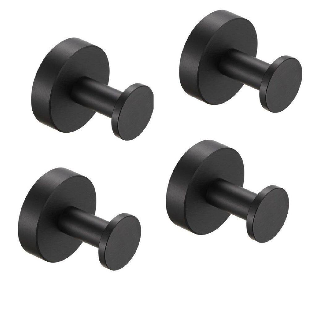 Interbath Round Bathroom Robe Hook and Towel Hook in Aluminum Black (Set of 4) ITBDR204P4MB