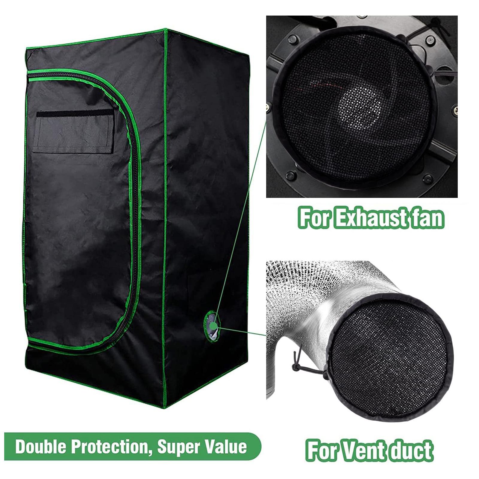 2x Grow Tents Accs with Elastic Band Dustproof Duct Cover Dryer for th Indoor 8inch Black