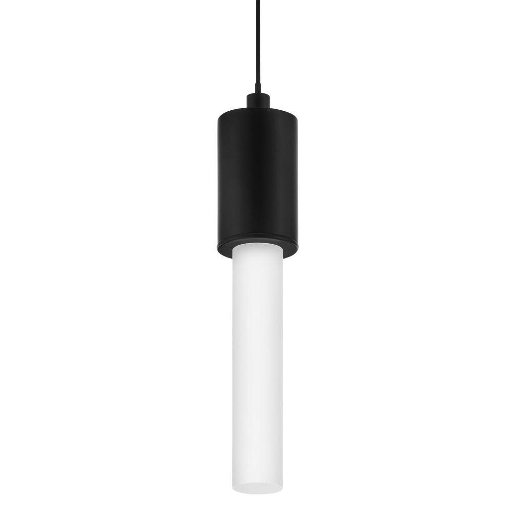 Hampton Bay Bellingham 8-Watt Matte Black Integrated LED Mini Pendant with Acrylic Shade HD7972C1