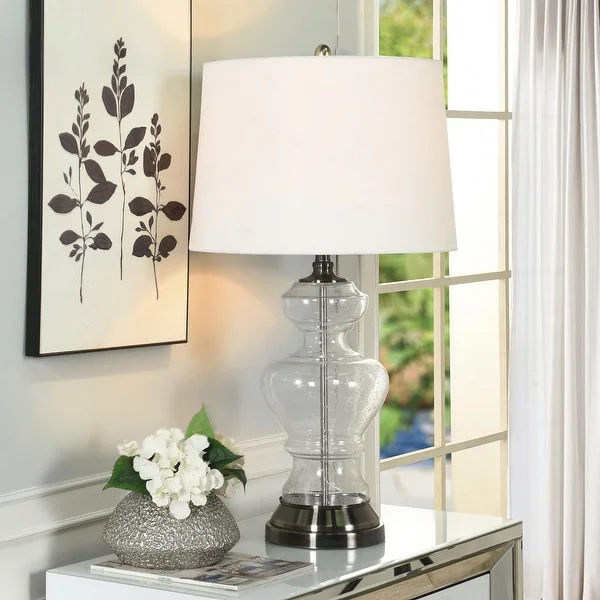 Clear Seeded Table Lamp - Elegant Seeded Glass With Urn Shaped Base