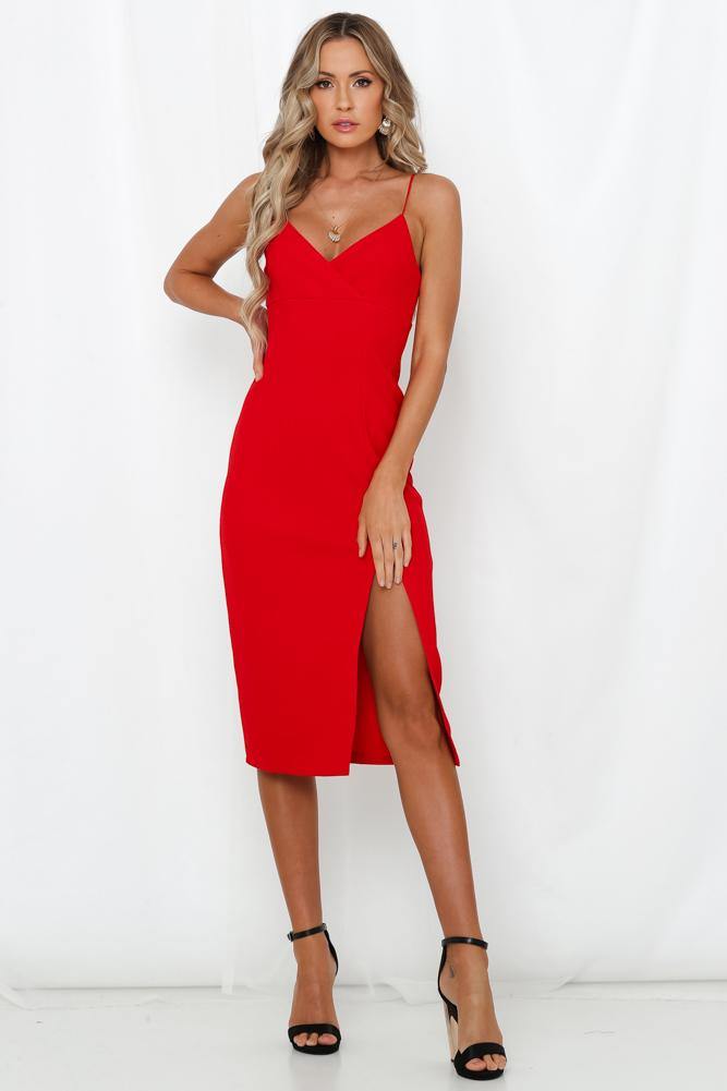 Align The Heavens Midi Dress Red