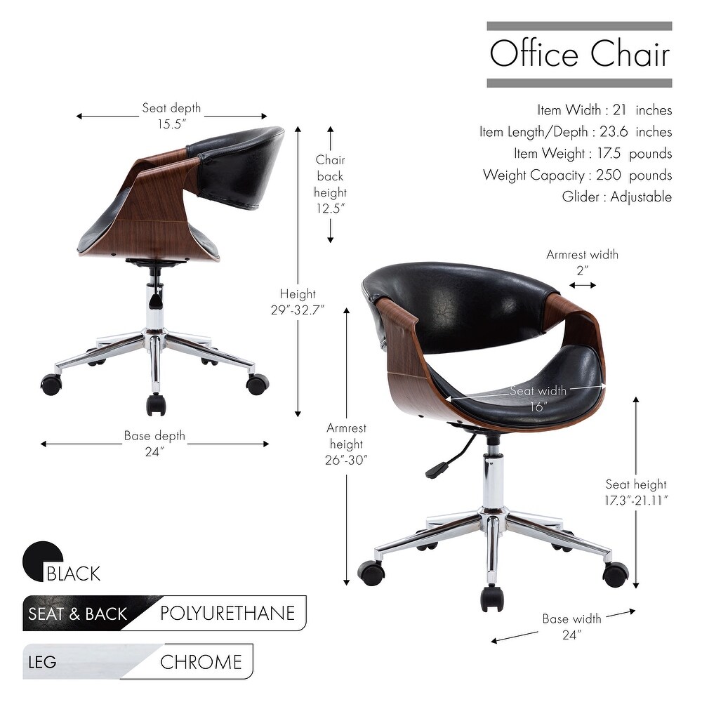 Porthos Home Aeko Office Chair  PU Leather  Height Adjustable Seat