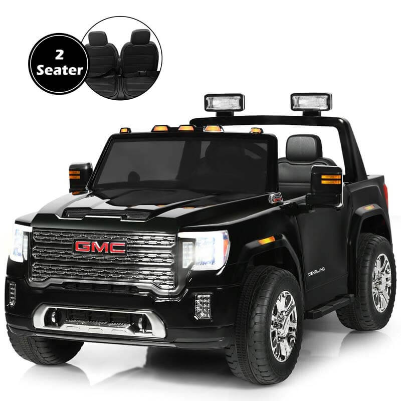 2-Seater GMC Licensed Kids Ride On Car 12V Battery Powered Electric Riding Toy Truck with Storage Box