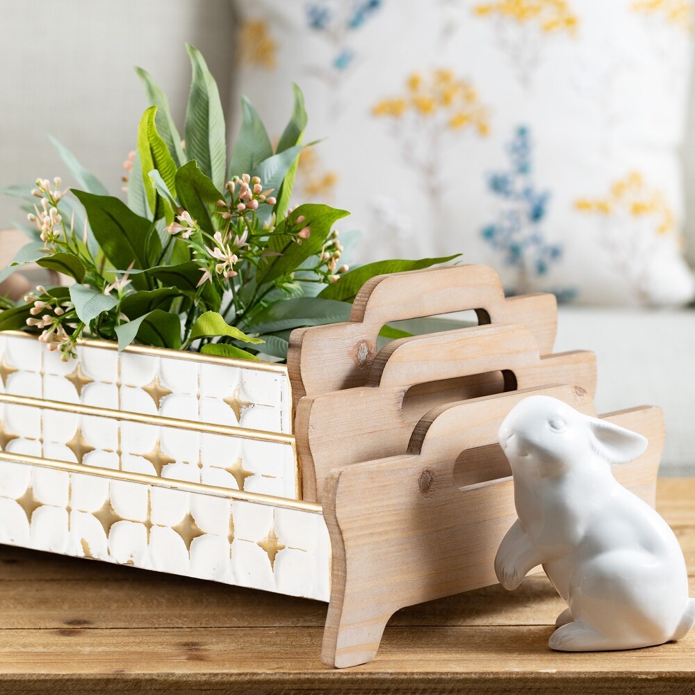 Sullivans Glazed White Decorative Bunny Sculpture   Set of 2