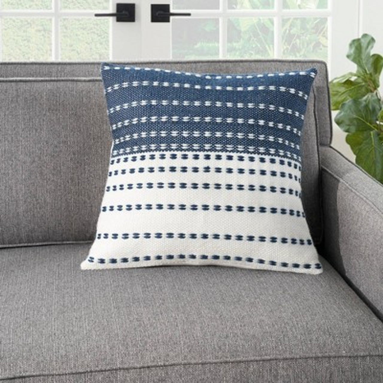 18x18 Woven and Stitched Square Throw Pillow Navy - Mina Victory