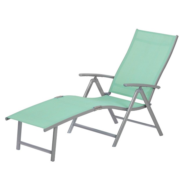 3pc Outdoor Aluminum Folding Adjustable Chaise Lounge Chair And Table Set Green Crestlive Products