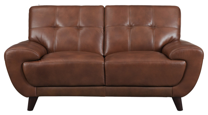 Nicole Leather Craft Loveseat   Midcentury   Loveseats   by KEMP INTERNATIONAL INC  Houzz