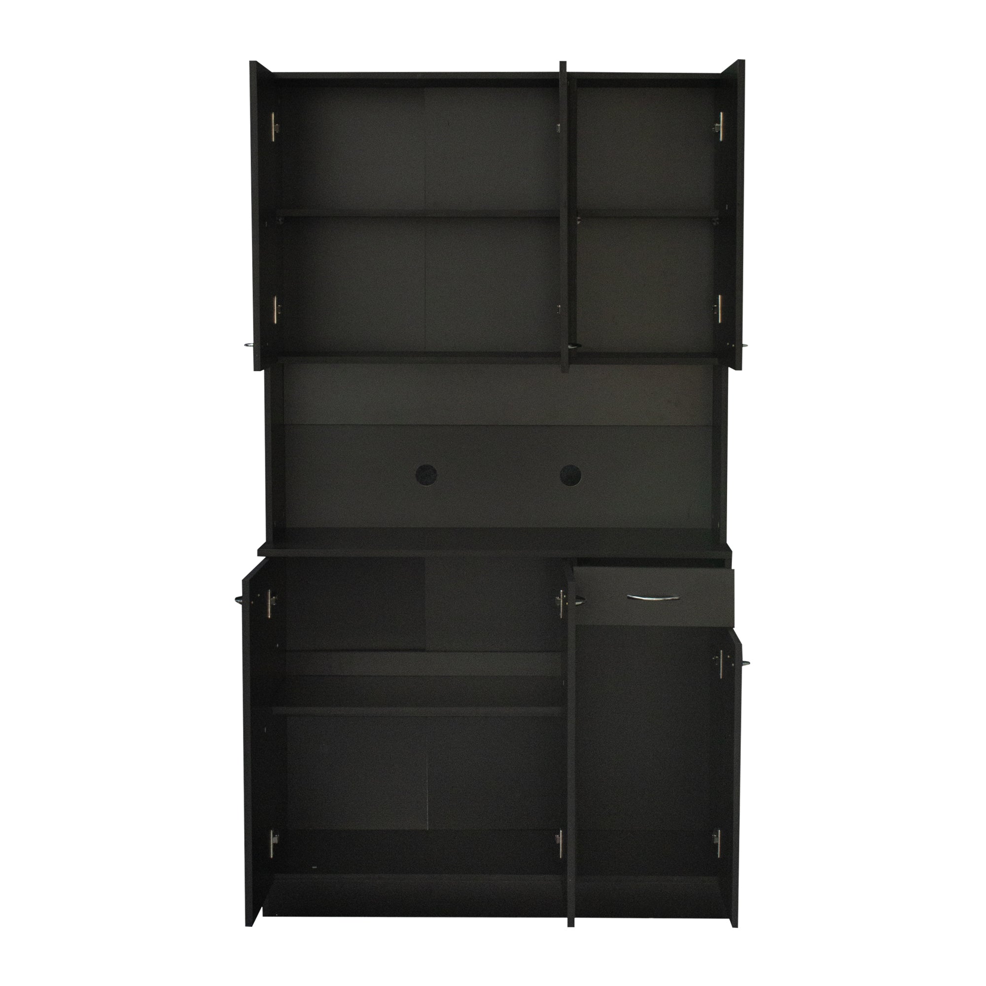 LOAOL Freestanding Kitchen Buffet Hutch Cupboard， Black Finish，Wooden