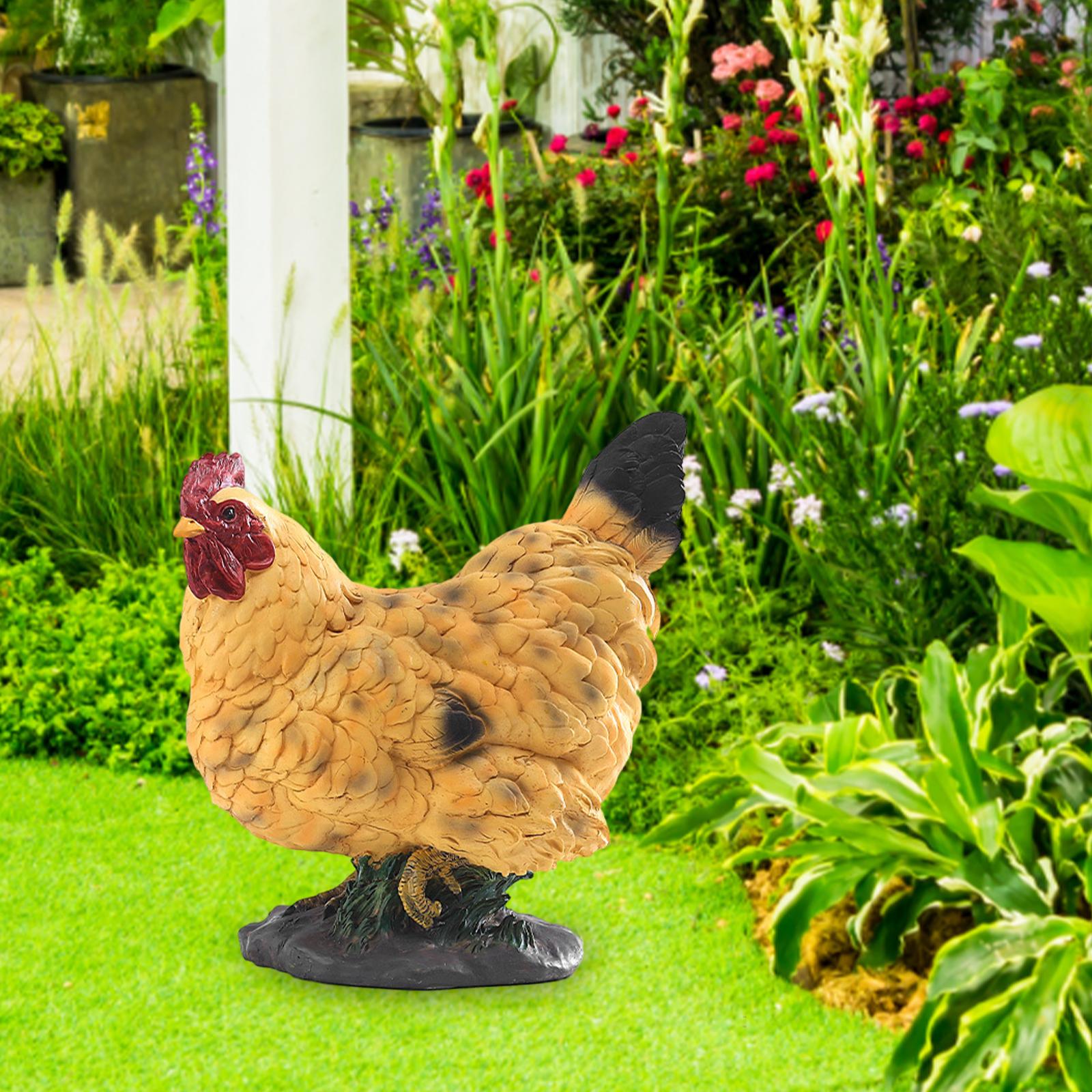 Garden Statue, Chick Sculpture Adorable Animal Figurine Crafts for Courtyard Fairy Garden Landscape Decoration Ornament - Large hen