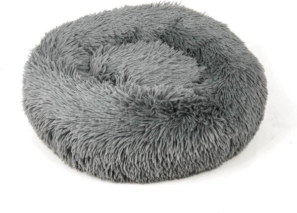 Archstone Pets Bolster Round Donut Cat and Dog Bed， Gray