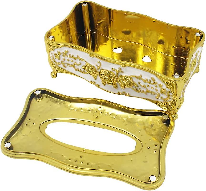 Rectangular Tissue Box Holder For Car Kitchen Table Bedroom Bar Napkin Box Cover Golden Silver