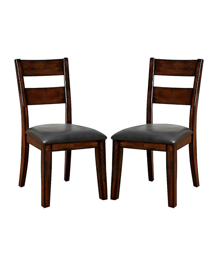 Simple Relax Set of 2 Faux Leather and Wood Dining Side Chairs in Dark Cherry