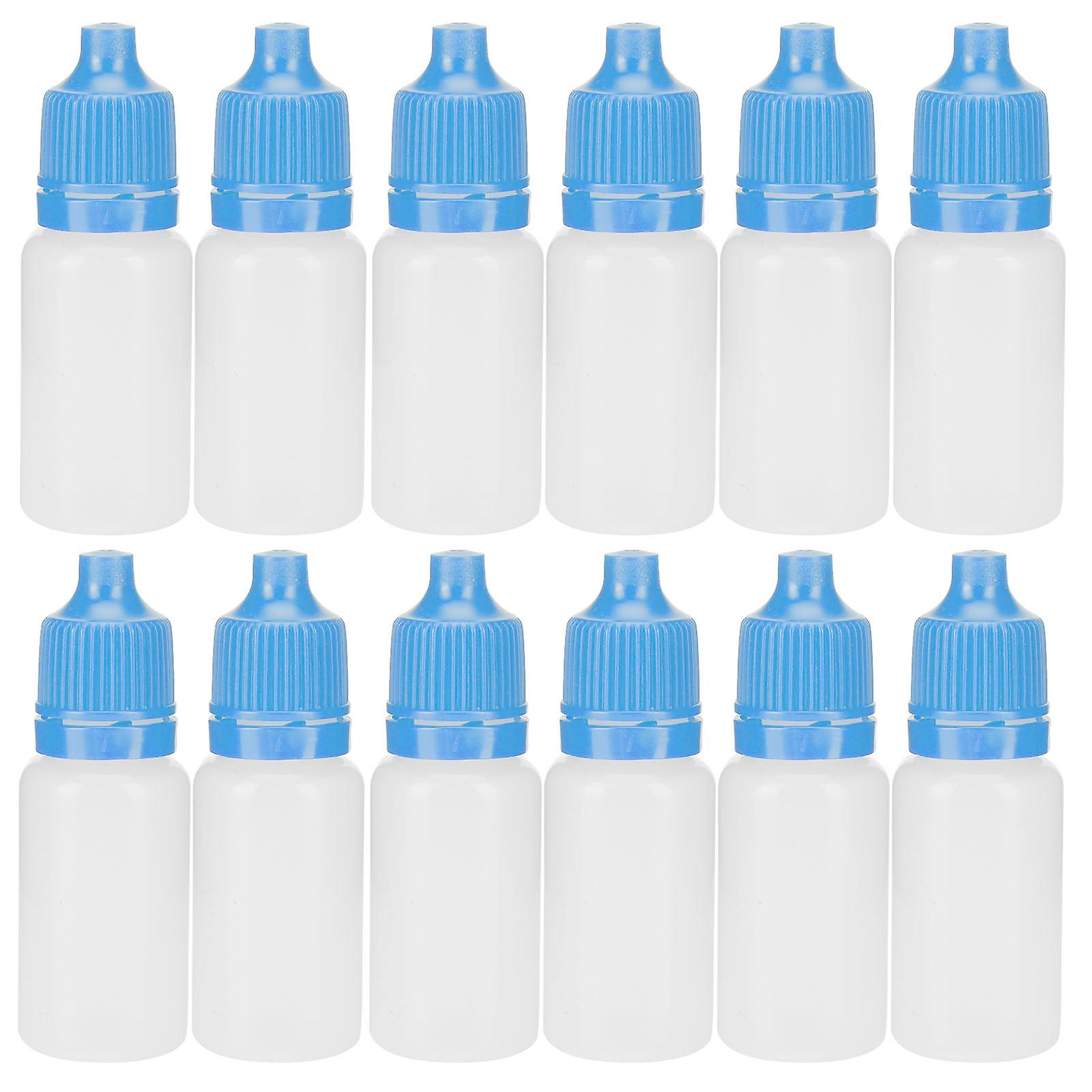 50pcs 10ml Eye Liquid Bottle Portable Squeezable Empty Eye Drops Container With Plugs Lidblue