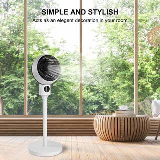 Aoibox 7 in. Indoor Stand Pedestal Fan Air Circulation Fan with 3-Speed 15-Hour Timer 70 Oscillation Remote Control White SNMX2860