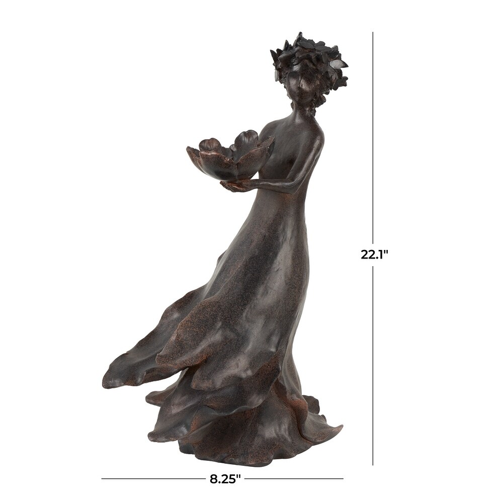 Dark Gray Resin Woman Sculpture