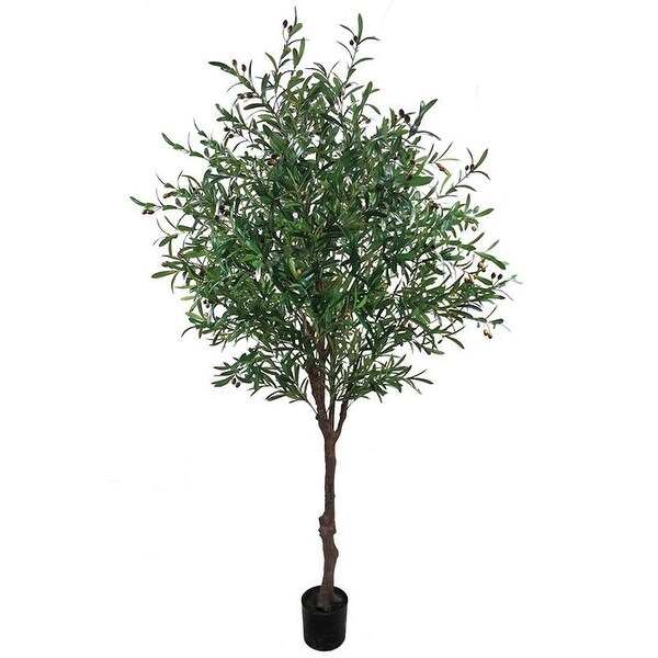 7.5ft Artificial Olive Tree Plant in Black Pot