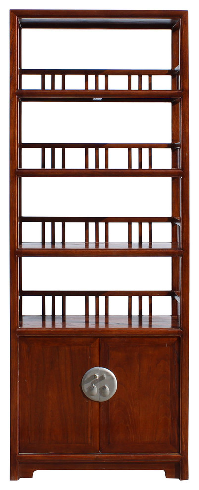 Chinese Distressed Brown 4 Shelves Bookcase Display Cabinet   Asian   Bookcases   by Golden Lotus Antiques  Houzz