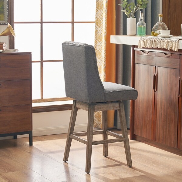 Solid Wood Legs Backrest Pull Point Trapezoidal Bar Stool - N/A