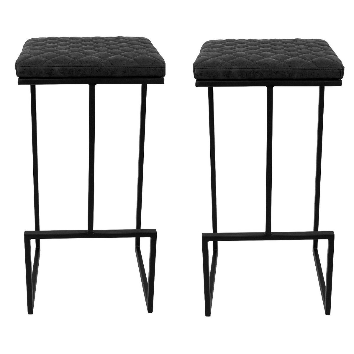 LeisureMod Quincy Modern Leather Barstool With Metal Frame Set of 2 - 29-Inches