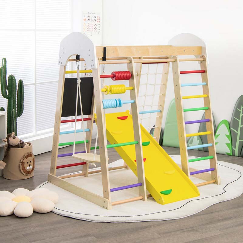 Canada Only - 8-in-1 Kids Wooden Climber Playset with Slide