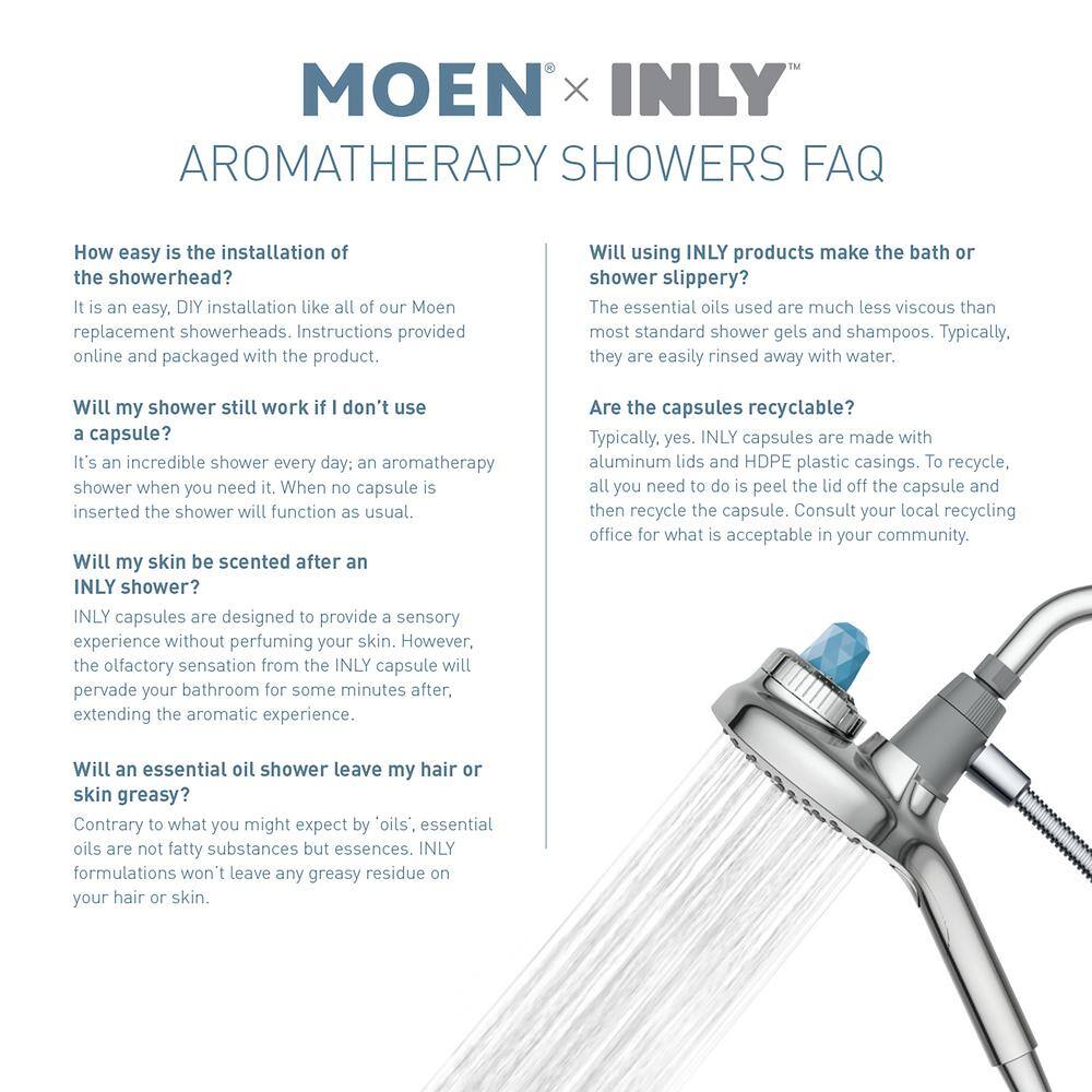 MOEN Aromatherapy 6-Spray 5.6 in. Single Wall Mount Handheld Shower Head with INLY Shower Capsules and Magnetix in Chrome IN208H2