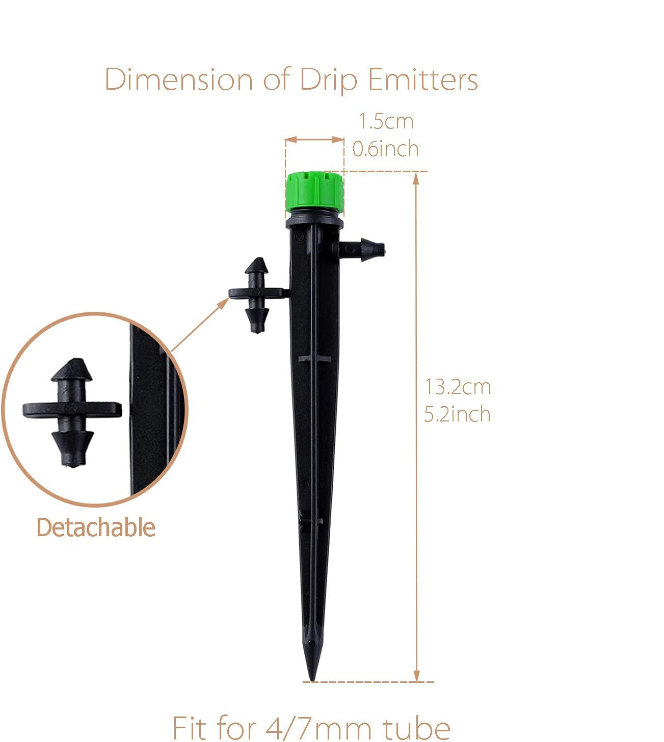 VACUSHOP 100pcs Irrigation Drippers Drip Emitters for 1/4 Inch Irrigation Sprinkler 360 Degree Micro Sprinkler Adjustable Drip Irrigation Heads Drippers for Drip Irrigation Parts Garden Patio Lawn