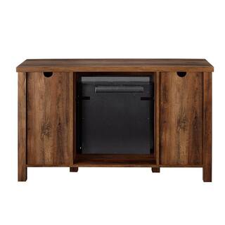 Walker Edison Furniture Company 48 in. Rustic Oak Composite TV Stand 52 in. with Electric Fireplace HD48FPSMDRO