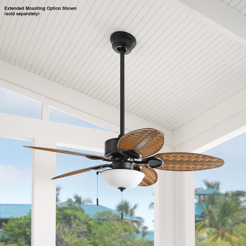 Hampton Bay Lakemoore 48 in LED IndoorOutdoor Matte Black Ceiling Fan with Light Kit