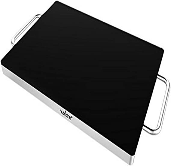 NutriChef Stainless Warming Hot Plate - Keep Food Warm w/ Portable Electric Food Tray Dish Warmer w/ Black Glass Top， For Restaurant， Parties， Buffet Serving， Table or Countertop Use - AZPKWTR30