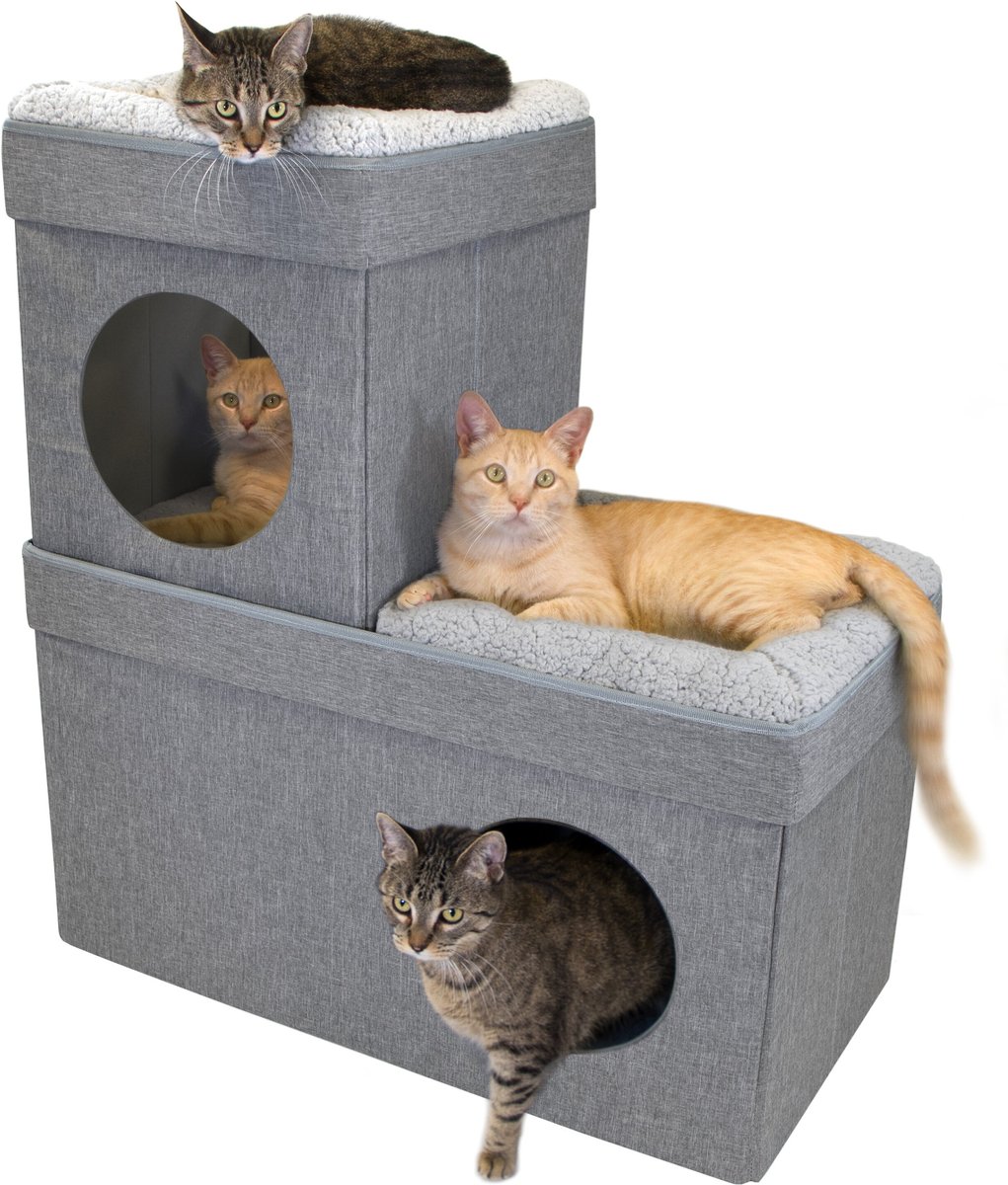 Kitty City Gray Polyester Rectangular in Cat Bed (For Medium)