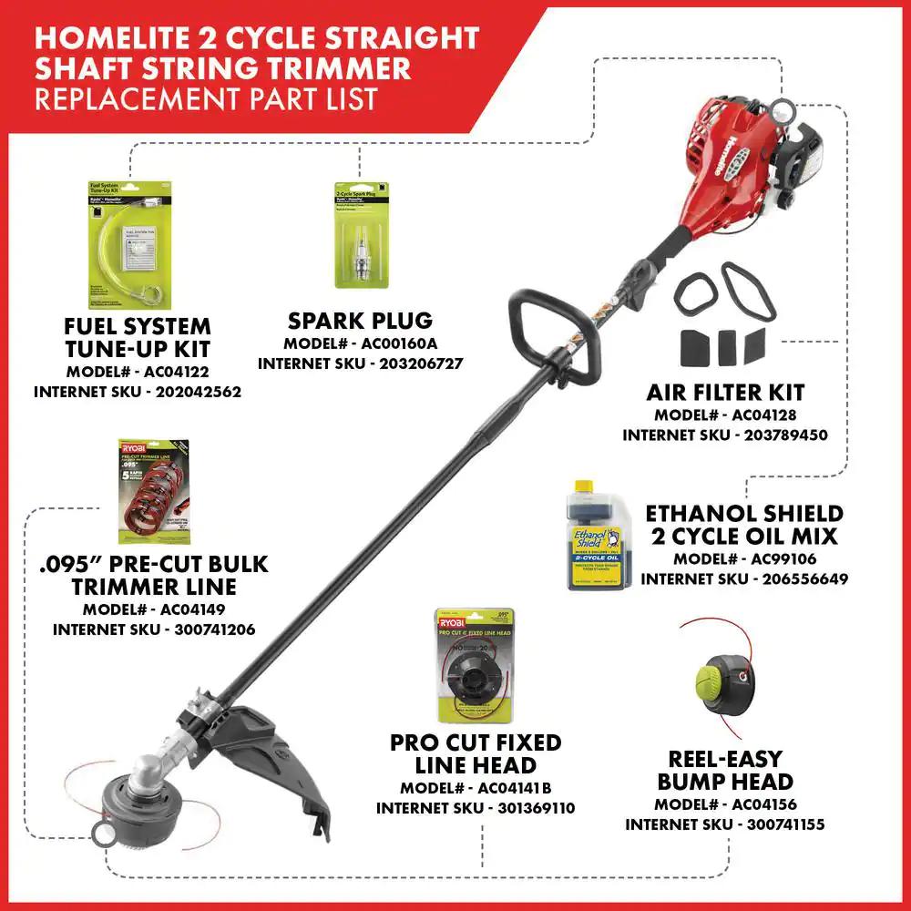 Homelite UT33650B 2-Stroke 26 cc Straight Shaft Gas Trimmer