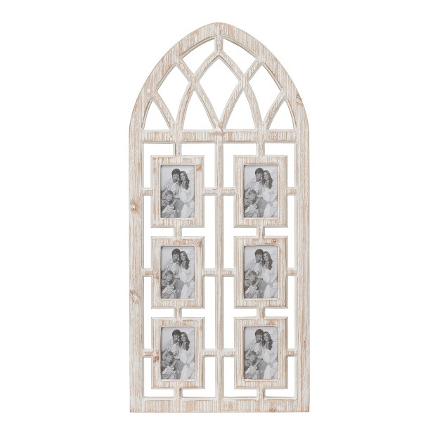 Wood 6 Slot Wall Photo Frame With Window Arch Shape Light Brown Olivia amp May