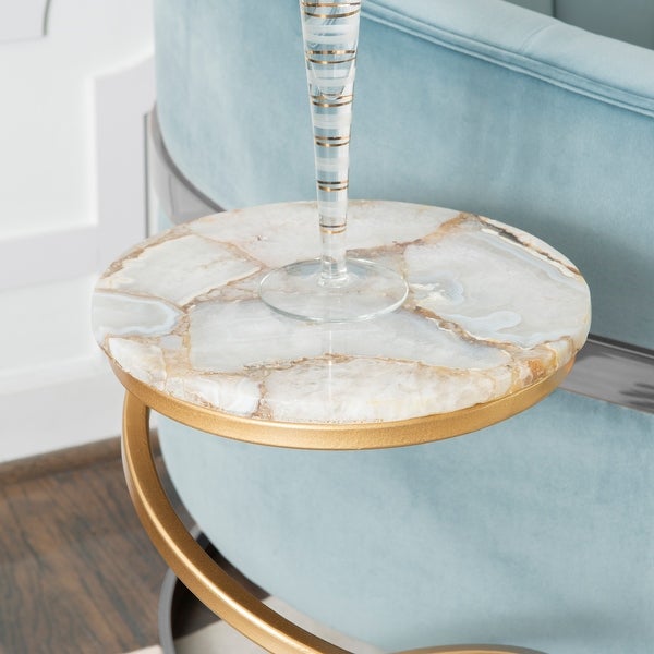 Glazebrooke Glam Sprial End Drink Table with Gold Base