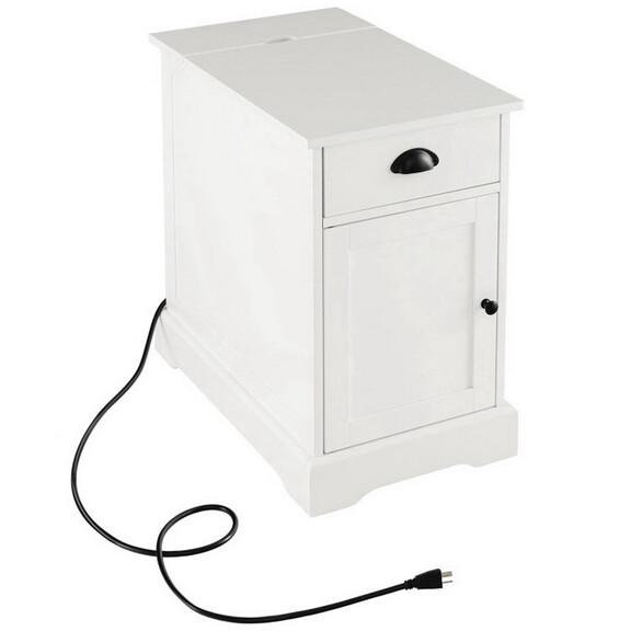 Costway 64593178 End Table with Charging Station a...