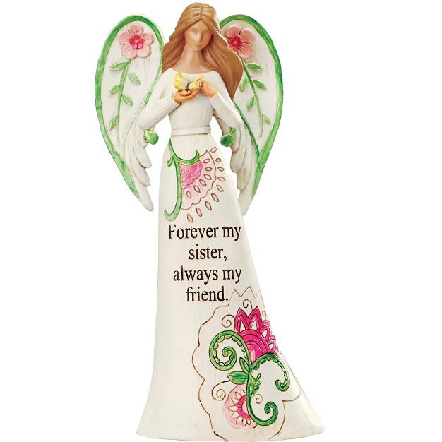 Collections Etc Floral Tabletop Angel Figurine With Sentiment Saying