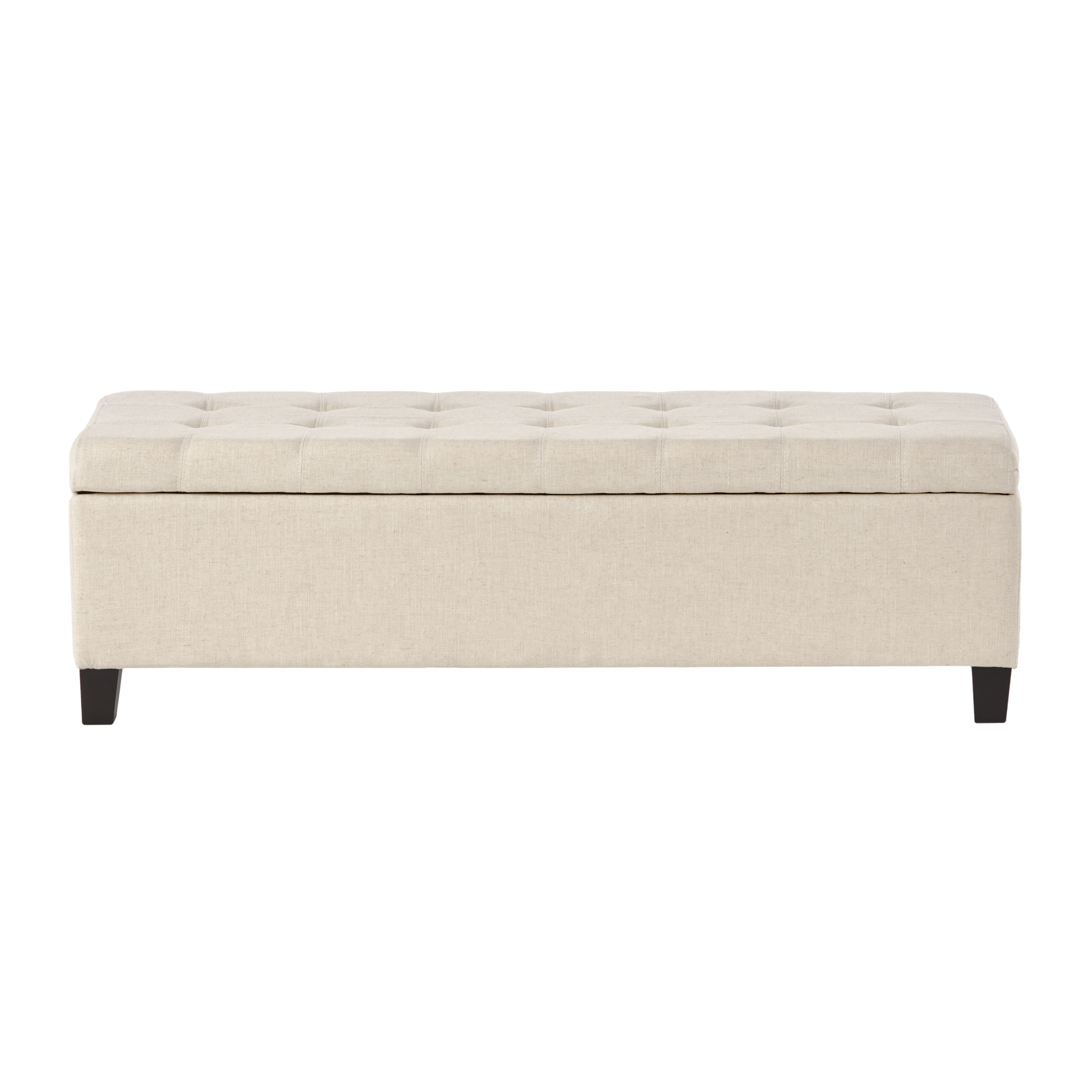 Santa Rosa Beige Tufted Fabric Storage Ottoman