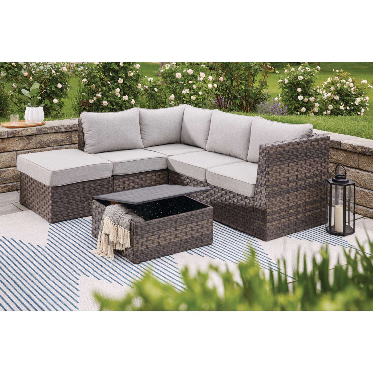 Living Accents Bridgeview Brown Steel Frame Sectional