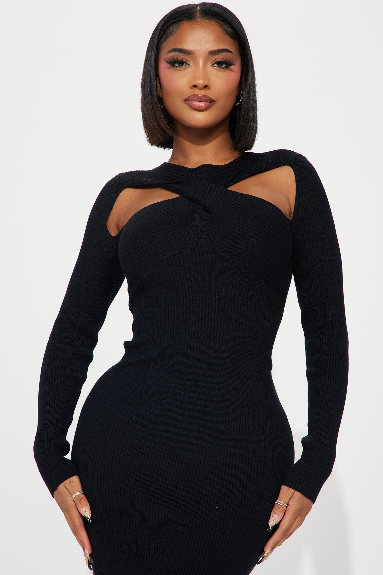 Brenda Sweater Midi Dress - Black