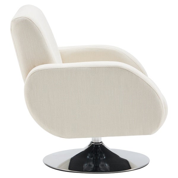 Modern Linen Swivel Accent Lounge Chair with Round Metal Base